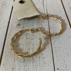 Anthropologie Delicate Twist Hoop Earrings